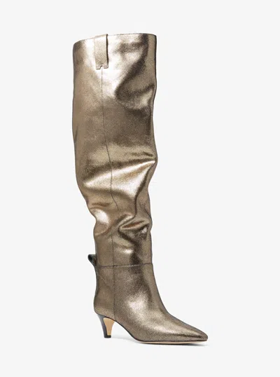 Michael Kors Daniela Metallic Leather Boot In Gold
