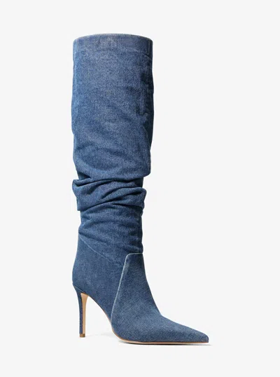 Michael Kors Dawn Washed Denim Boot In Blue