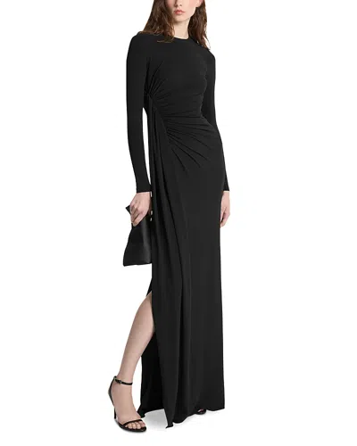 Michael Kors Draped Long Sleeve Gown In Black