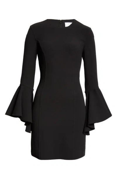 Michael Kors Flare Cuff Stretch Wool Sheath Dress In Black