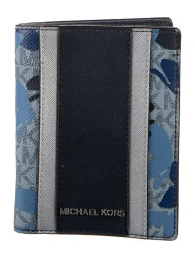 Pre-owned Michael Kors Graphic Print Bifold Wallet In Blue