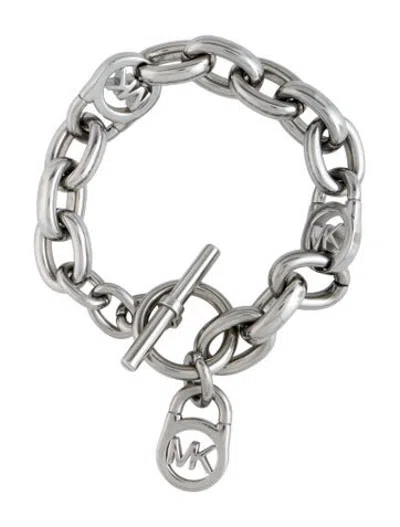 Pre-owned Michael Kors Heritage Fulton Padlock Charm Bracelet, 6.5" In Multicolor