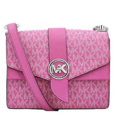 Pre-owned Michael Kors Ladies Greenwich Small Logo And Leather Crossbody Bag - Cerise In Red