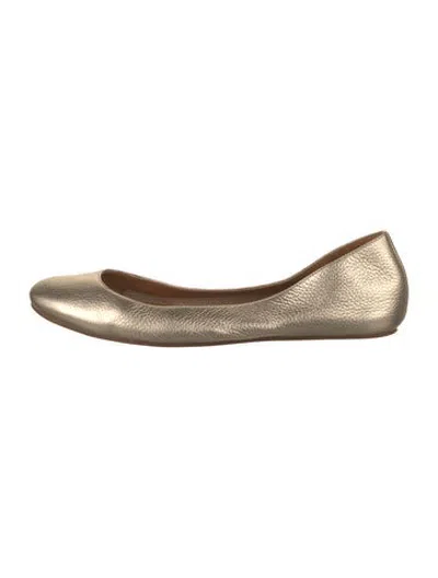 Pre-owned Michael Kors Leather Ballet Flats In Gold