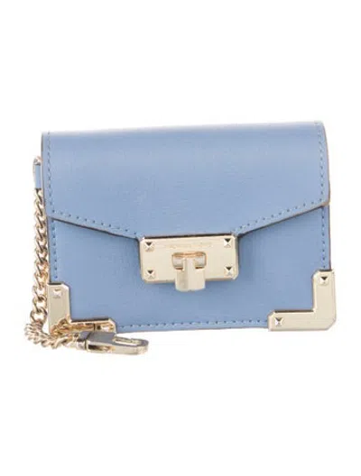 Pre-owned Michael Kors Leather Card Holder In Blue