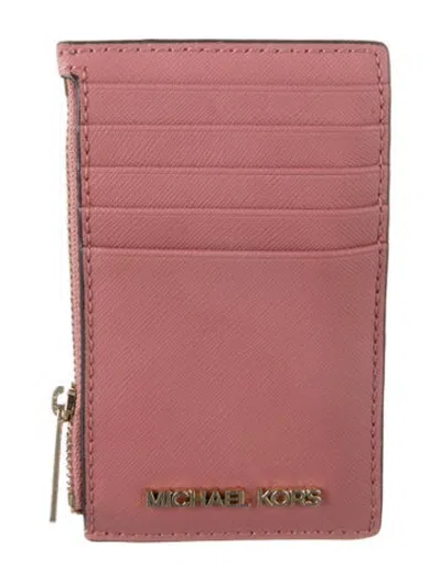 Pre-owned Michael Kors Leather Card Holder In Pink