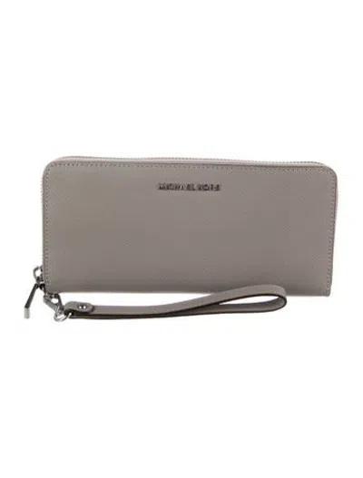 Pre-owned Michael Kors Leather Continental Wallet In Grey