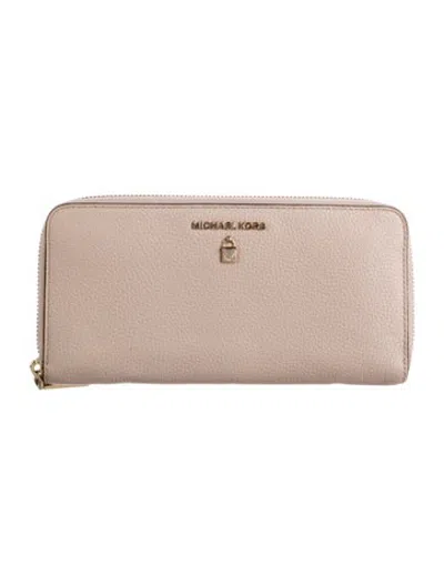 Pre-owned Michael Kors Leather Continental Wallet In Neutrals