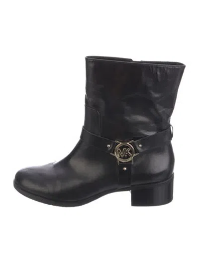 Pre-owned Michael Kors Leather Moto Boots In Black