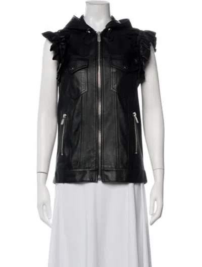 Pre-owned Michael Kors Leather Vest In Black