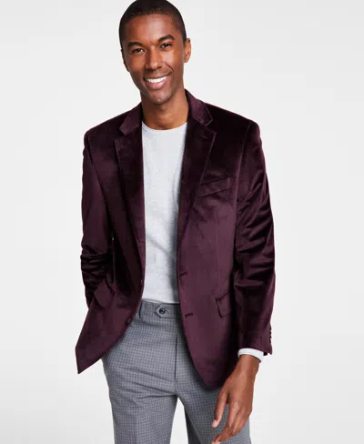 Michael Kors Men's Classic Fit Velvet Sport Coats In Burgundy