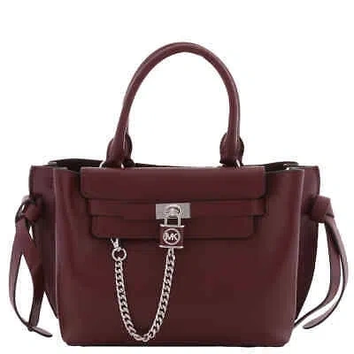 Pre-owned Michael Kors Merlot Leather Small Belted Hamilton Legacy Satchel 30s2s9hs0l-580