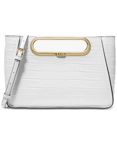Michael Kors Michael  Chelsea Large Convertible Leather Clutch In Optic White