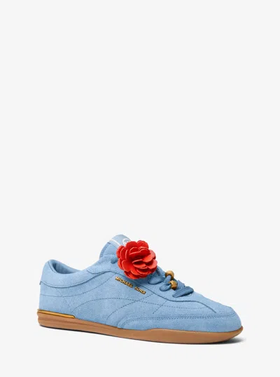 Michael Kors Nolan Embellished Suede Sneaker In Blue