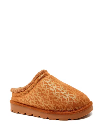 Michael Kors Kids' Osaka Monogram Slippers In Brown
