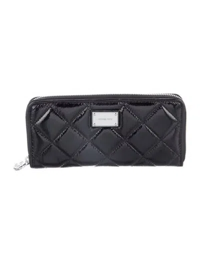 Pre-owned Michael Kors Patent Leather Continental Wallet In Black