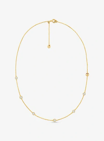 Michael Kors Precious Metal-plated Sterling Silver Cubic Zirconia Necklace In Gold