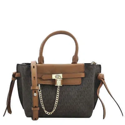 Pre-owned Michael Kors Signature Logo Small Hamilton Legacy Belted Satchel 30f1g9hs5b-252 In Brown