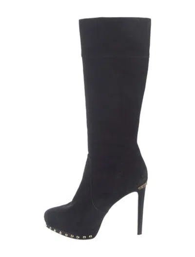 Pre-owned Michael Kors Suede Studded Accents Boots In Black