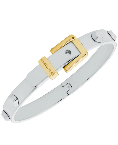Michael Kors Two-tone Colby Buckle Bangle Bracelet In Silver,gold
