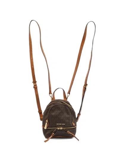 Pre-owned Michael Kors Vintage Mini Rhea Monogram Backpack In Brown