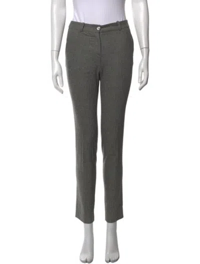 Pre-owned Michael Kors Virgin Wool Straight Leg Pants In Grey