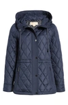 Michael Kors Water Resistant Diamond Quilted Hooded Jacket In Midnight