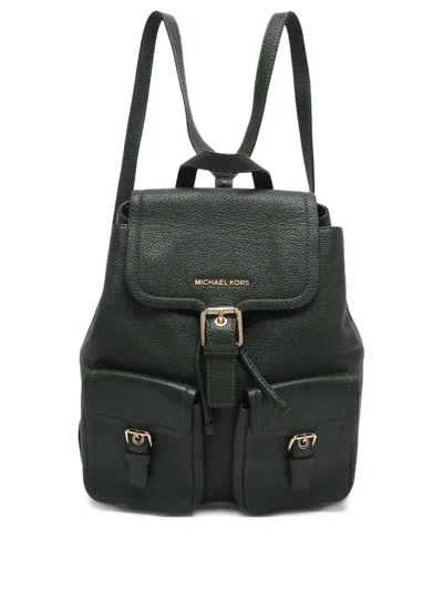 Pre-owned Michael Michael Kors Flap Leather Backpack In Green