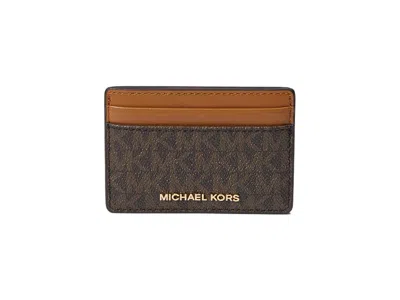 Michael Michael Kors Jet Set Card Holder Handbags Brown: One Size