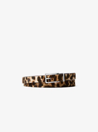 Michael Michael Kors Michael Kors Leopard Print Calf Hair Blend Belt In Multi