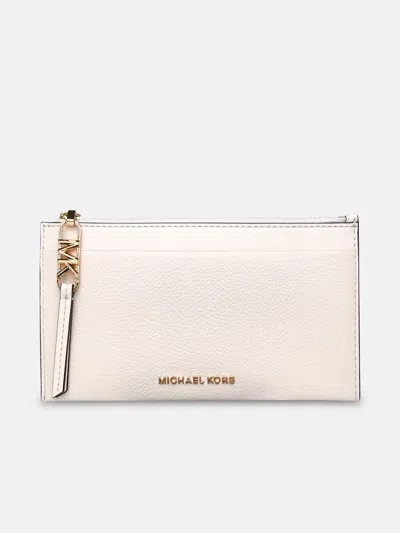 Michael Michael Kors Kids' White Leather Cardholder In Cream