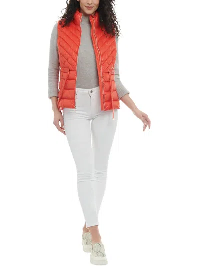 Michael Michael Kors Womens Puffer Nylon Packable Vest In Orange