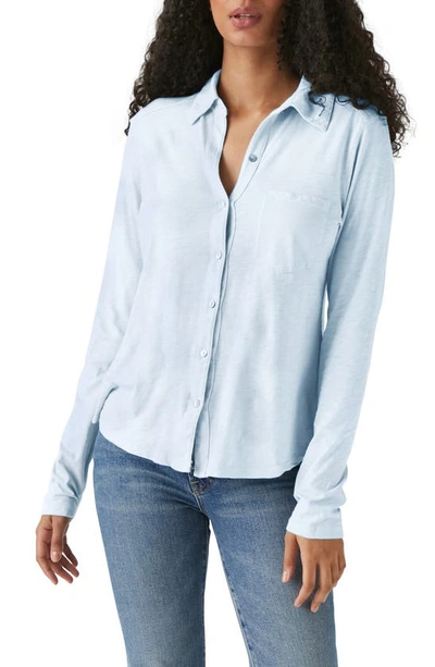 Michael Stars Ayla Slub Knit Button-up Shirt In Blue