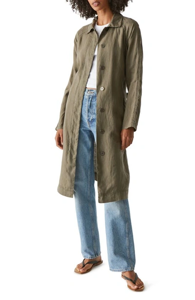 Michael Stars Belinda Belted Linen Coat In Camo