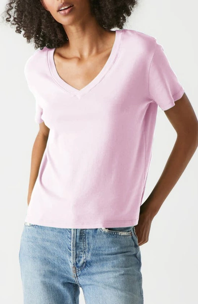 Michael Stars Dylan Classic V-neck Shirt In Pink