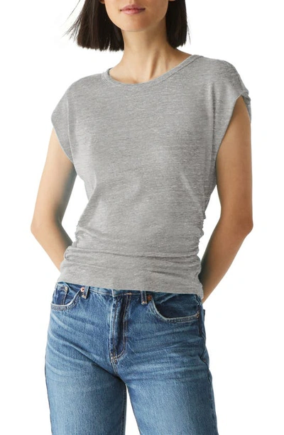 Michael Stars Joni Shoulder Pad Rib Top In Heather Grey