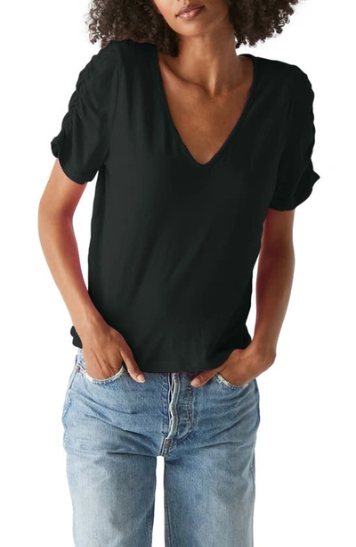 Michael Stars Josie V-neck Shirt In Black