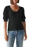 Michael Stars Rosario Puff Sleeve Knit Top In Black