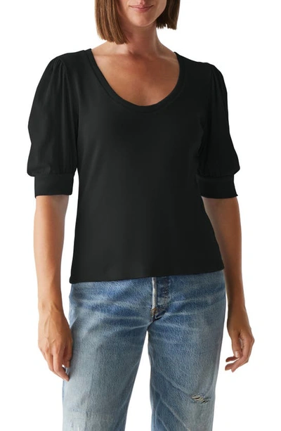 Michael Stars Rosario Puff Sleeve Knit Top In Black