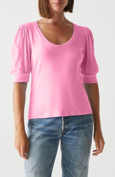 Michael Stars Rosario Puff Sleeve Knit Top In Pink