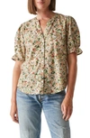 Michael Stars Roxanne Short Sleeve Button-up Shirt In Neutral Combo