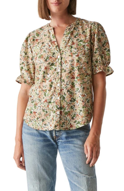 Michael Stars Roxanne Short Sleeve Button-up Shirt In Neutral Combo