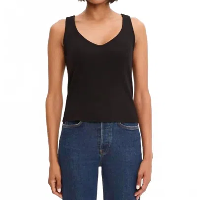 Michael Stars Sloan 1x1 Cotton Tank In Black