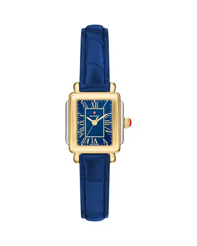 Michele Deco Madison Mini Watch, 23mm X 24mm In Blue