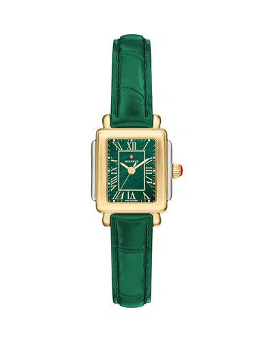 Michele Deco Madison Mini Watch, 23mm X 24mm In Green