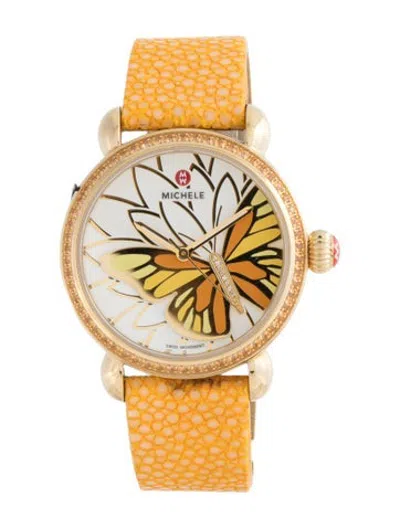 Pre-owned Michele Garden Party Butterfly Watch In Multicolor