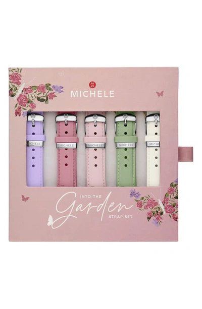 Michele Into The Garden 5-pack 16mm Silicone Watchbands Gift Set In Pink Multi