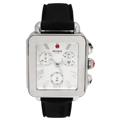 Pre-owned Michele Ladies  Deco Sport 36mm Mww06k000071 Silver Dial Steel Quartz Watch In Multiple