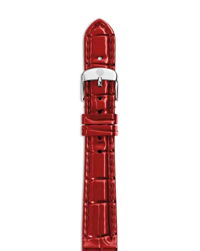 Michele Leather Watch Strap, 14mm In Red