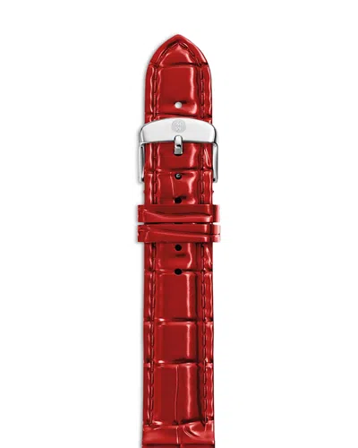 Michele Leather Watch Strap, 18mm In Red